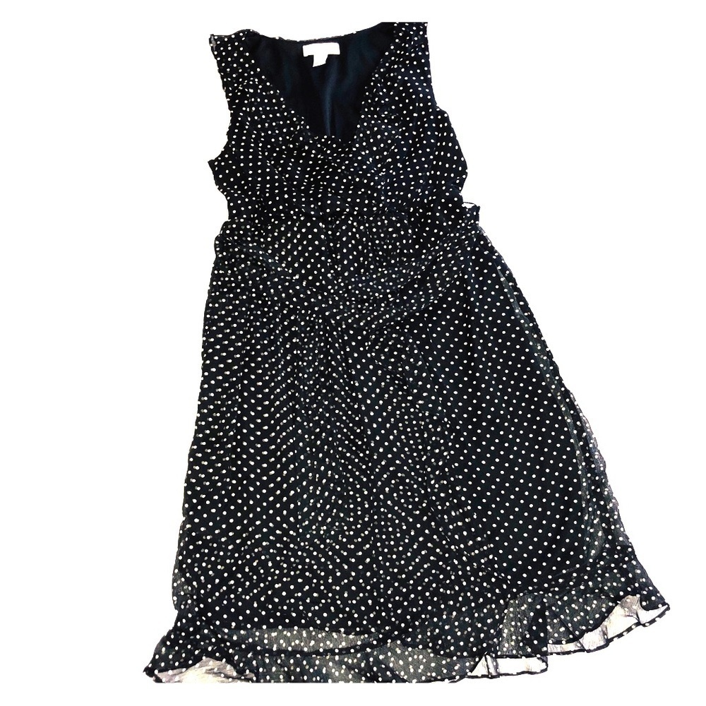 Motherhood Maternity Dress Black Polka Dot Small